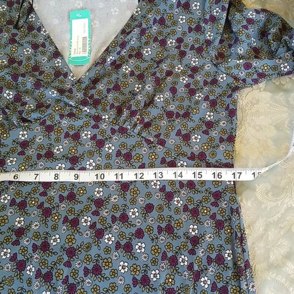 NWT Kaileigh Moira Floral Dress Sz XL Multicolored V Neck 3/4 Sleeve Ruffles - Picture 6 of 9